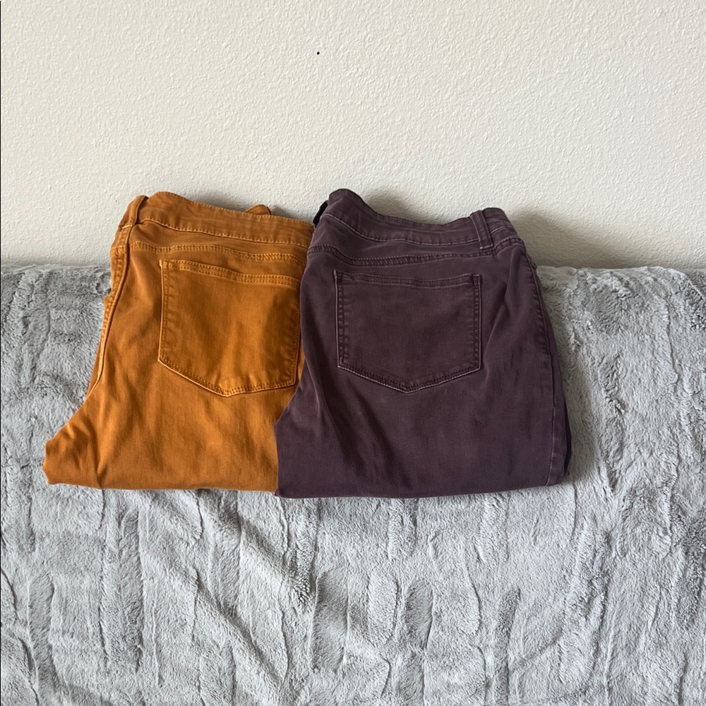 Maurices Ankle Pants in Mustard and Plum